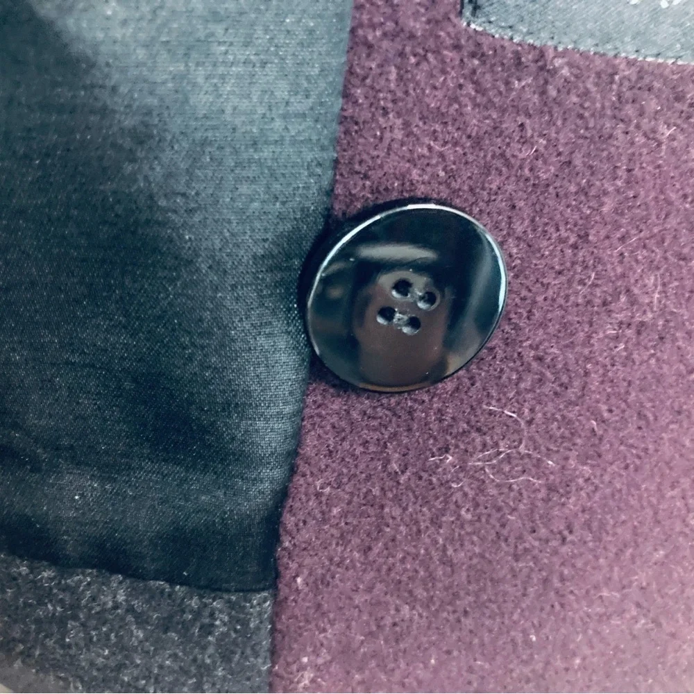 LONDON FOG Sz 14P Wool Blend Quilted Lining Colour Block Button Closure Pea Coat - Picture 10 of 15